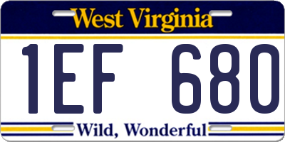 WV license plate 1EF680
