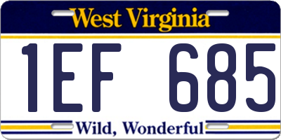 WV license plate 1EF685