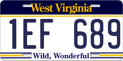 WV license plate 1EF689