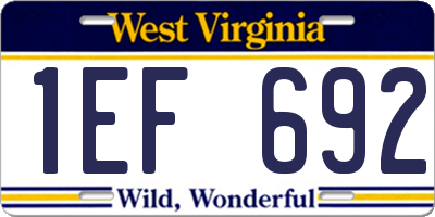 WV license plate 1EF692