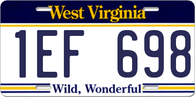 WV license plate 1EF698