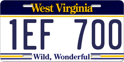 WV license plate 1EF700