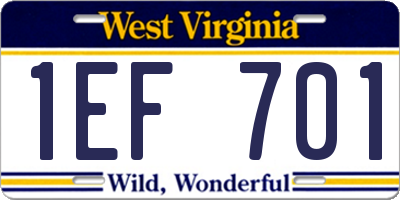 WV license plate 1EF701