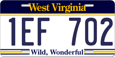 WV license plate 1EF702