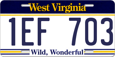 WV license plate 1EF703