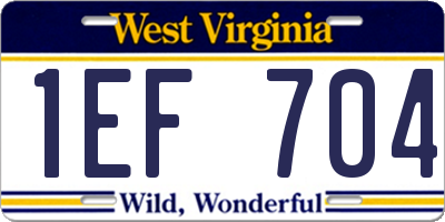 WV license plate 1EF704