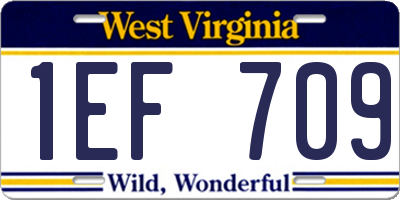 WV license plate 1EF709