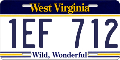 WV license plate 1EF712