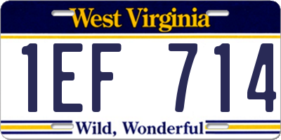 WV license plate 1EF714