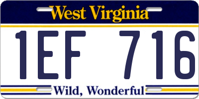 WV license plate 1EF716