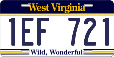 WV license plate 1EF721
