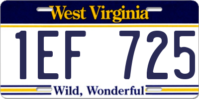 WV license plate 1EF725