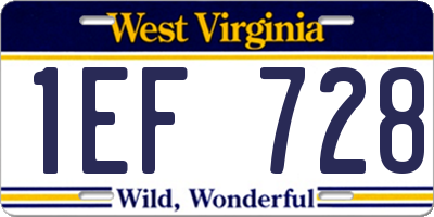 WV license plate 1EF728