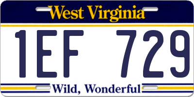 WV license plate 1EF729