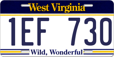WV license plate 1EF730