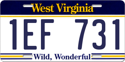 WV license plate 1EF731