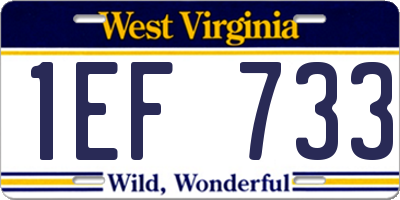 WV license plate 1EF733