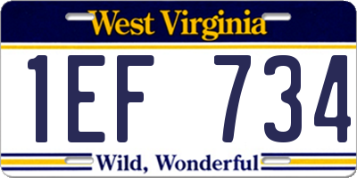WV license plate 1EF734