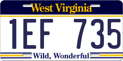 WV license plate 1EF735