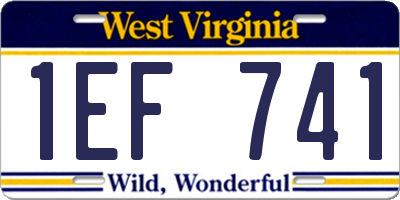 WV license plate 1EF741
