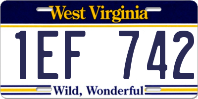 WV license plate 1EF742