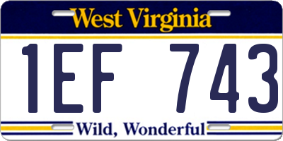 WV license plate 1EF743