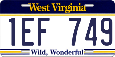 WV license plate 1EF749