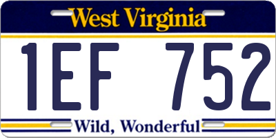 WV license plate 1EF752