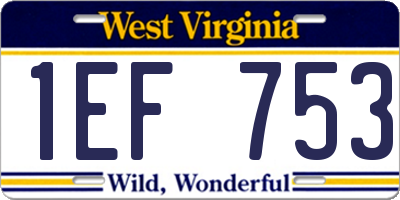 WV license plate 1EF753