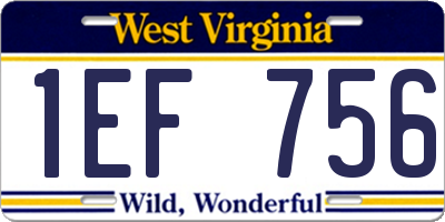 WV license plate 1EF756