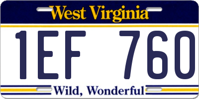 WV license plate 1EF760