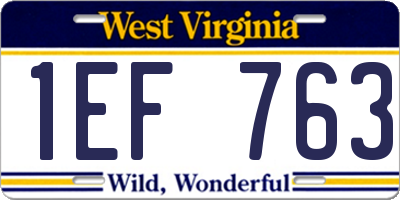 WV license plate 1EF763