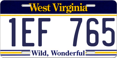 WV license plate 1EF765