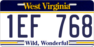 WV license plate 1EF768