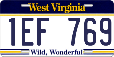 WV license plate 1EF769