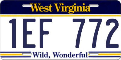 WV license plate 1EF772