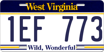 WV license plate 1EF773