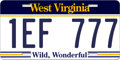 WV license plate 1EF777