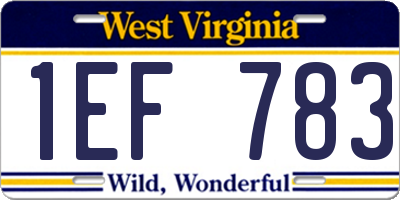 WV license plate 1EF783