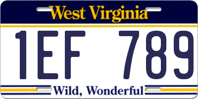 WV license plate 1EF789