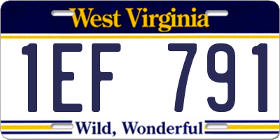 WV license plate 1EF791