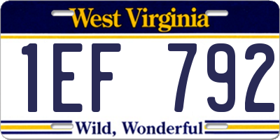WV license plate 1EF792