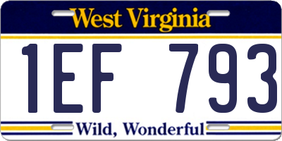 WV license plate 1EF793