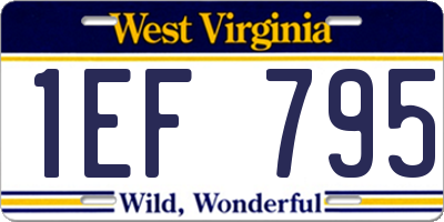 WV license plate 1EF795