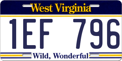 WV license plate 1EF796