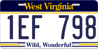 WV license plate 1EF798