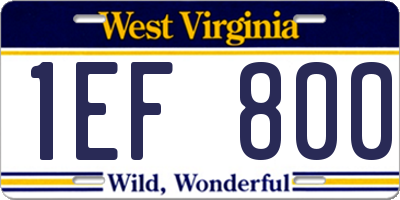 WV license plate 1EF800