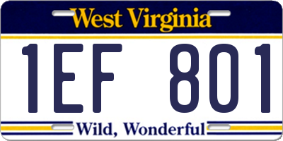 WV license plate 1EF801