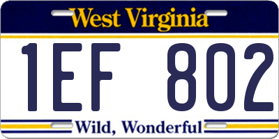 WV license plate 1EF802