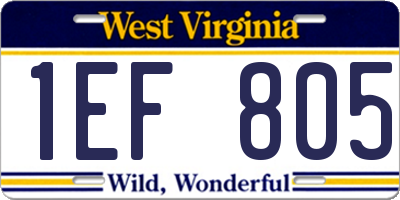 WV license plate 1EF805